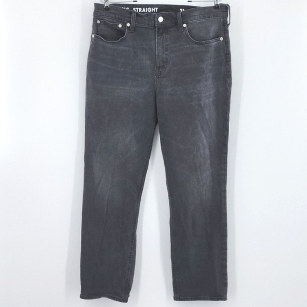 J Crew 90s Classic Straight Jeans Womens Size 31 Black Fade High Rise Retro Norm